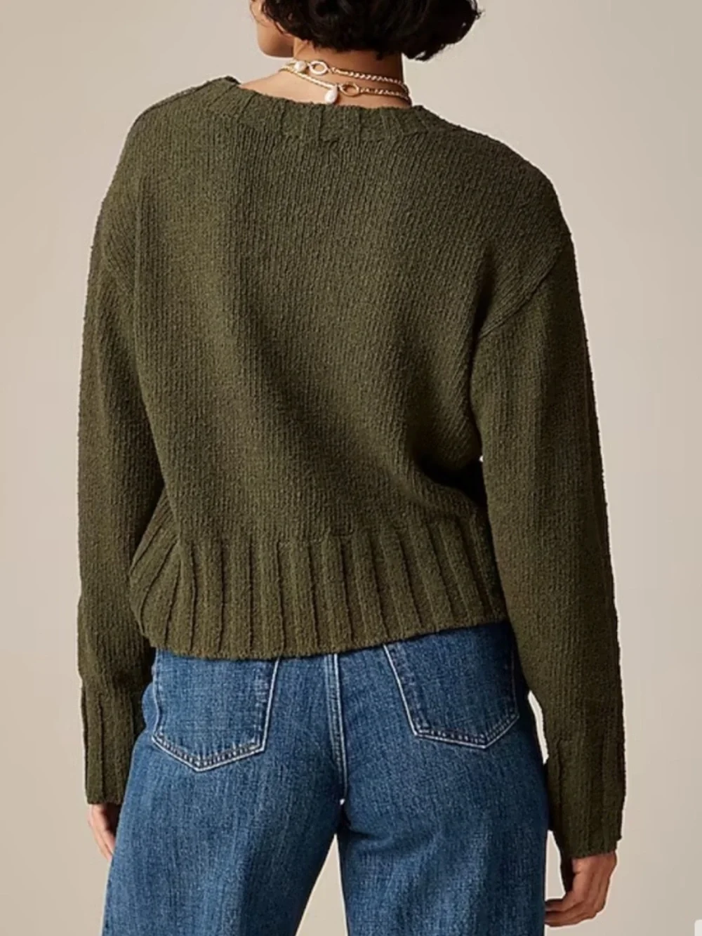 J. Crew Relaxed Crewneck Sweater in Olive Size M